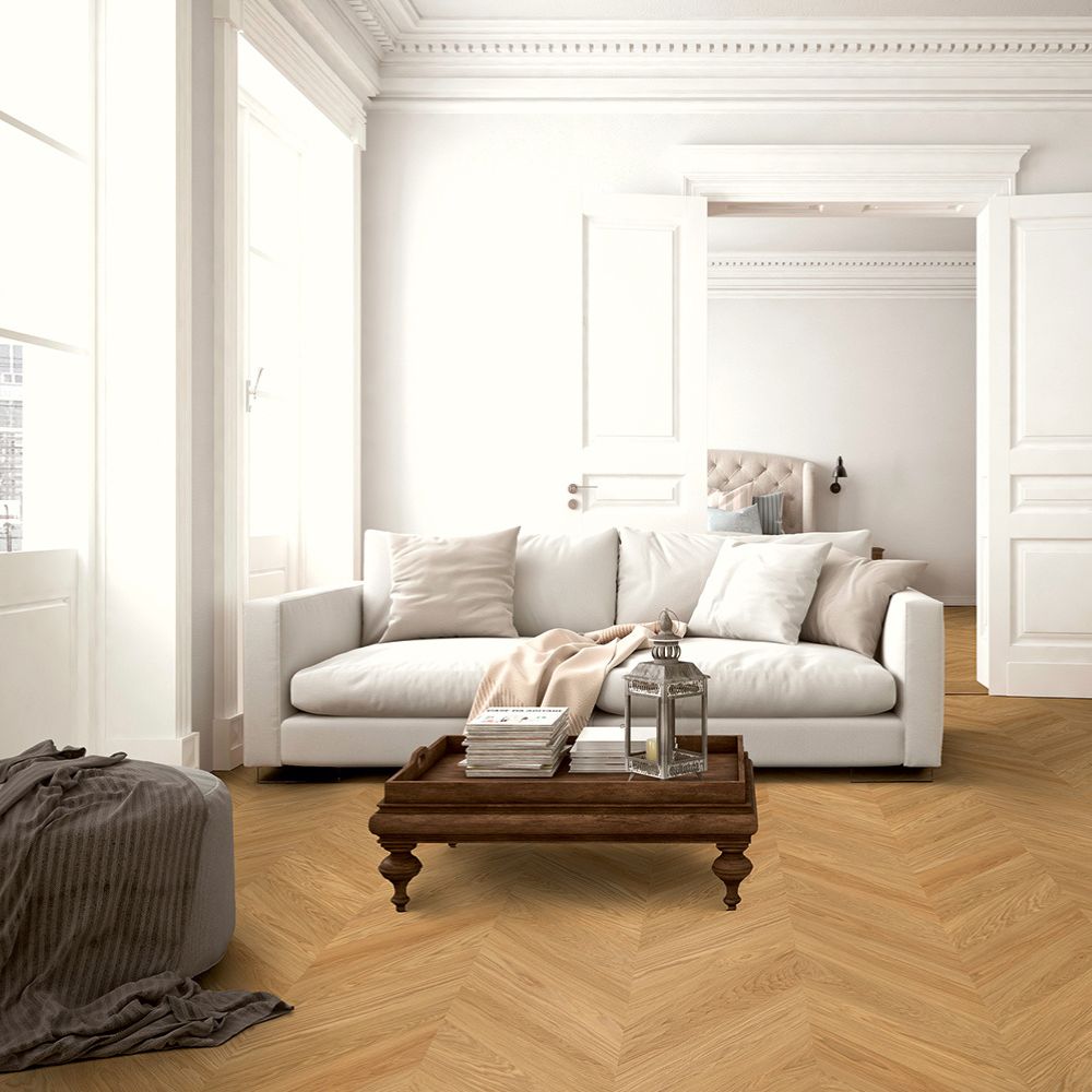 Wohnzimmer, Sofa, Hocker, Holzfußboden, Tisch