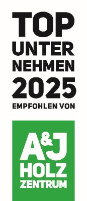 Top Unternehmen Logo – Text in schwarzer Schrift: Top Unternehmen empfohlen von A&J Holzzentrum