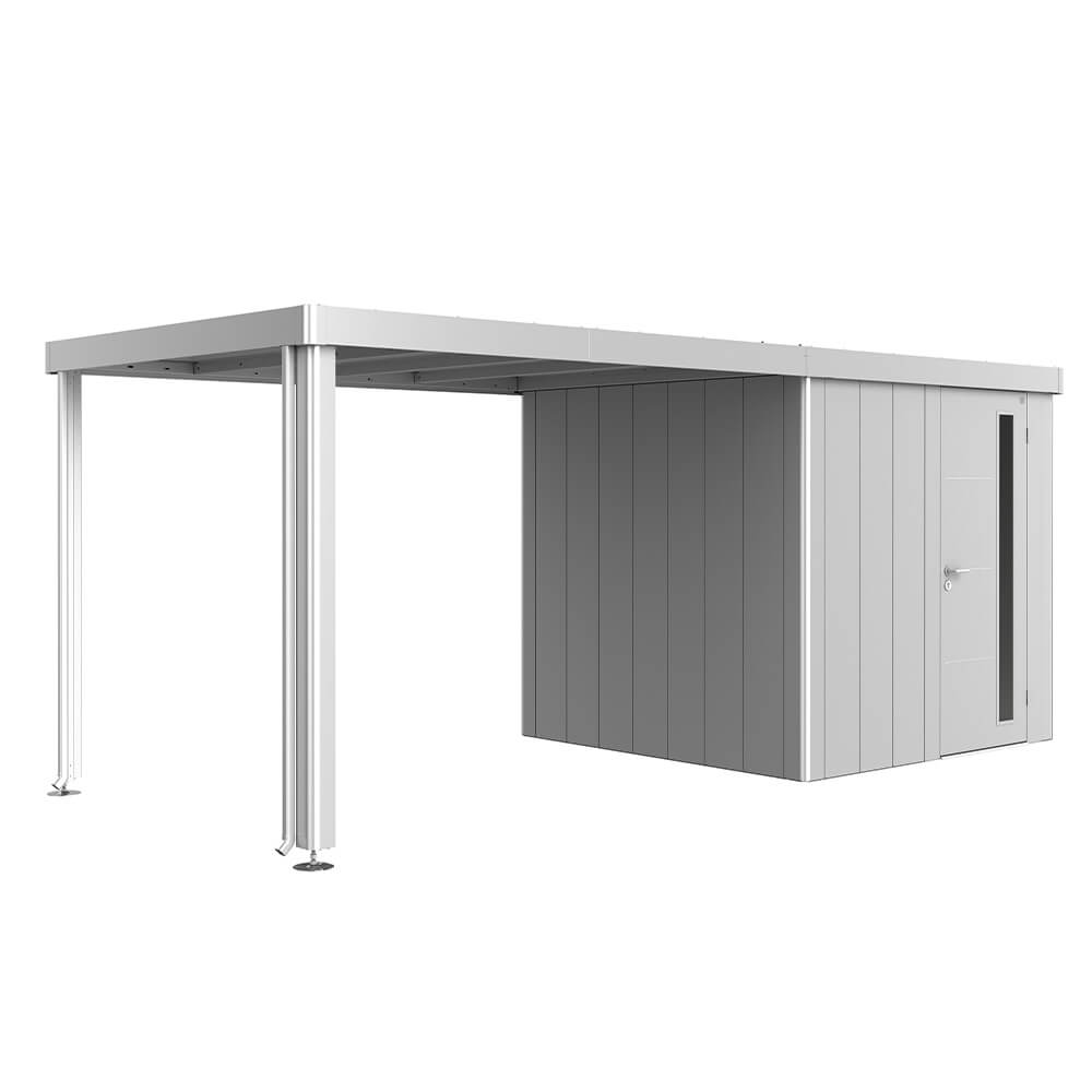 81026_Seitendach_Neo_2A-2D_silber_Rendering Seitendach zu Gerätehaus Neo